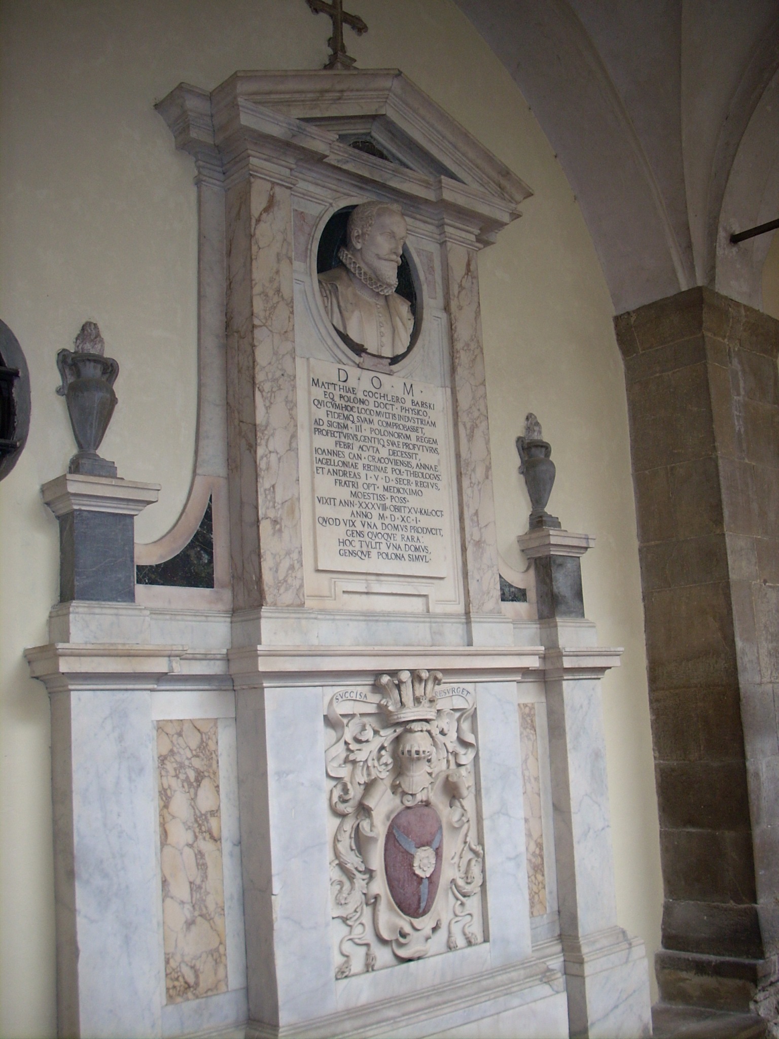 Maciej Barski Kochler's bust and memorial tablet, Ospedale di Santa Maria Nuova, Florence - 01.JPG